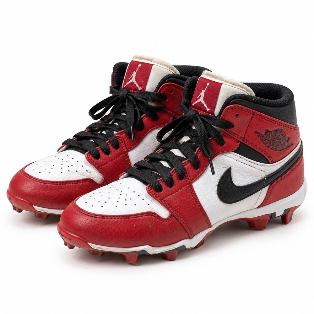 Jordan 1 Mid MCS Kids Baseball Cleats Red White Black HF6883-106